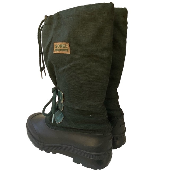 Sorel Dark Green Felt Lined Over Calf Weather Boots Waterproof Size 9 - Picture 6 of 13